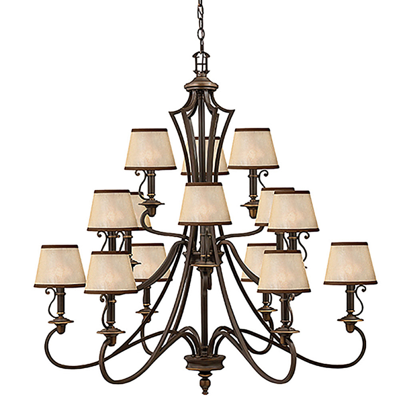 Люстра бронзового цвета с бежевыми абажурами из органзы в классическом стиле Hinkley Бронза Бежевый в Брянске | Loft Concept 