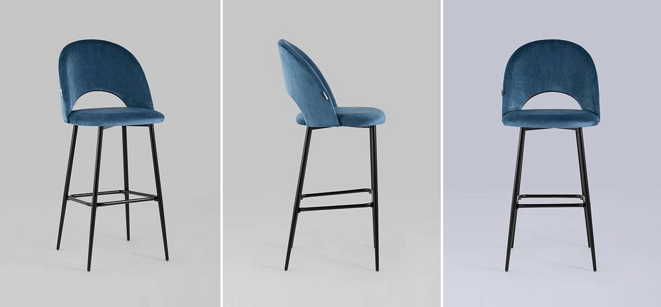 Барный Стул CLIFF Chair Синий Велюр Барный Стул CLIFF Chair Синий Велюр - Loft-Concept в Брянске