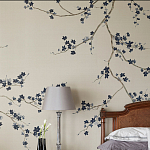 Обои ручная роспись Cherry Tree Original colourway on Stone Ochre dyed silk варинант исполнения - 1 | Loft Concept в Брянске