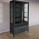 Витрина Primo со стеклянными фасадами и буфетом шпон Черный дуб варинант исполнения - 3 | Loft Concept в Брянске