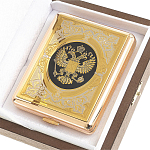 Портсигар на 20 сигарет с гравировкой Герба России в подарочной коробке Metal Cigarettes Cases варинант исполнения - 4 | Loft Concept в Брянске