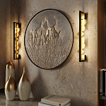 Бра вертикальное черного цвета с золотыми кругами и квадратами Gravyura варинант исполнения - 6 | Loft Concept в Брянске