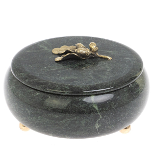 Шкатулка круглая из натурального камня змеевик Stone Casket
