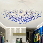 Люстра овальная с синими стеклянными подвесками в форме капель FAIRYTREE Light варинант исполнения - 4 | Loft Concept в Брянске