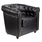 Кресло кожаное с мягкими подлокотниками на 4-х деревянных ножках Logan Leather Armchair black варинант исполнения - 1 | Loft Concept в Брянске