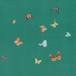 Обои ручная роспись Butterflies Emerald on green dyed paper