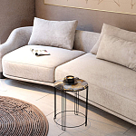 Стол журнальный круглый со столешницей из стекла Gold and Black Marble варинант исполнения - 5 | Loft Concept в Брянске