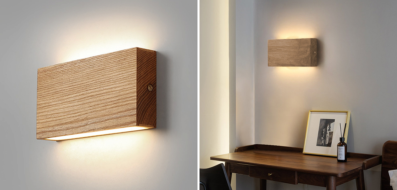 Wall Lamp Retro Square Fixtures Led Up and Down Бра Светлое дерево - Loft-Concept в Брянске