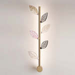 Бра с золотистой вертикальной трубкой и декоративными прозрачными листьями из стекла Sylva  варинант исполнения - 2 | Loft Concept в Брянске