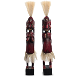 Комплект из 2-х деревянных статуэток Asmat Straw Headdress Statuettes Red варинант исполнения - 5 | Loft Concept в Брянске