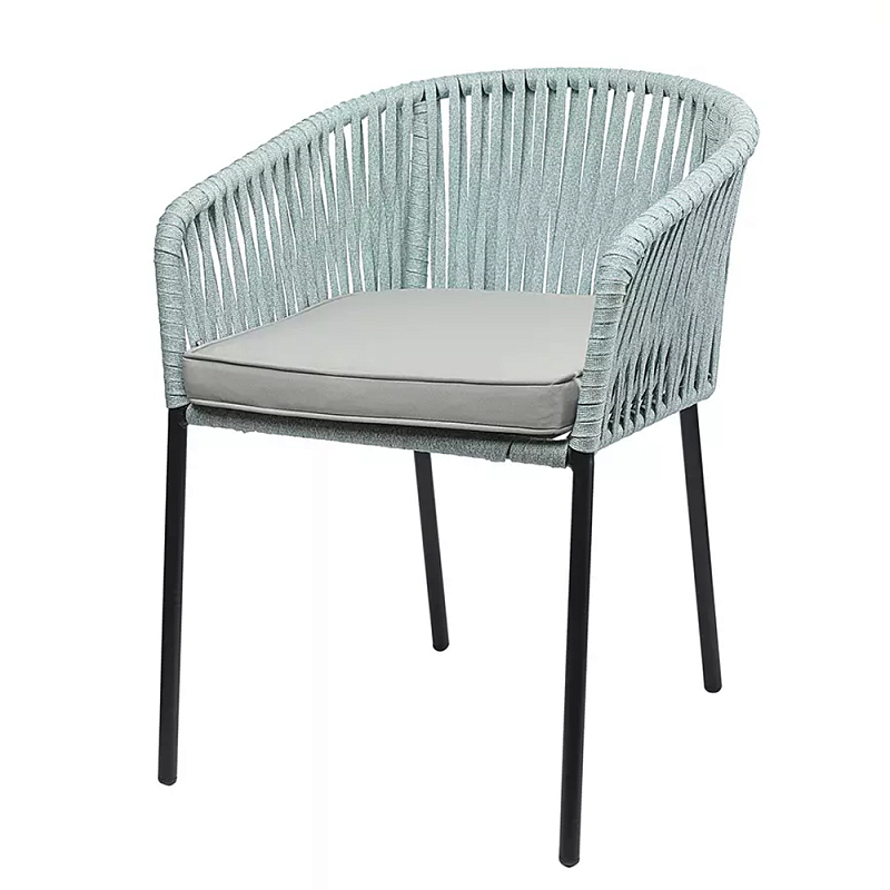 Стул с декором в виде плетеных лент на спинке и подлокотниках Semicircular Chair Decorated with Ribbons Бежевый Голубой Стул с декором в виде плетеных лент на спинке и подлокотниках Semicircular Chair Decorated with Ribbons Бежевый Голубой в Брянске | Loft Concept
