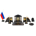 Настольный письменный набор с часами из природного камня обсидиана National Еmblem варинант исполнения - 1 | Loft Concept в Брянске