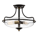 Потолочный светильник со стеклянным плафоном на изогнутых кронштейнах Quoizel  варинант исполнения - 15 | Loft Concept в Брянске