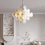 Люстра  с каскадом из круглых декоративных элементов  White Clear Glass Chandelier варинант исполнения - 3 | Loft Concept в Брянске