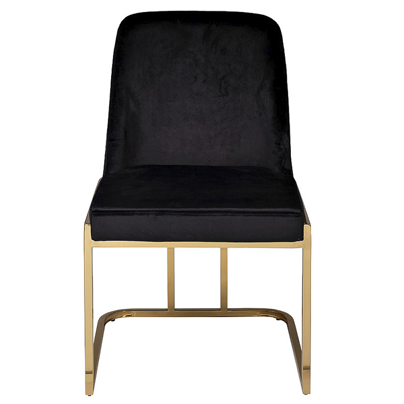 Стул обеденный велюровый черный с золотым каркасом Nobility Черный Золотой в Брянске | Loft Concept 