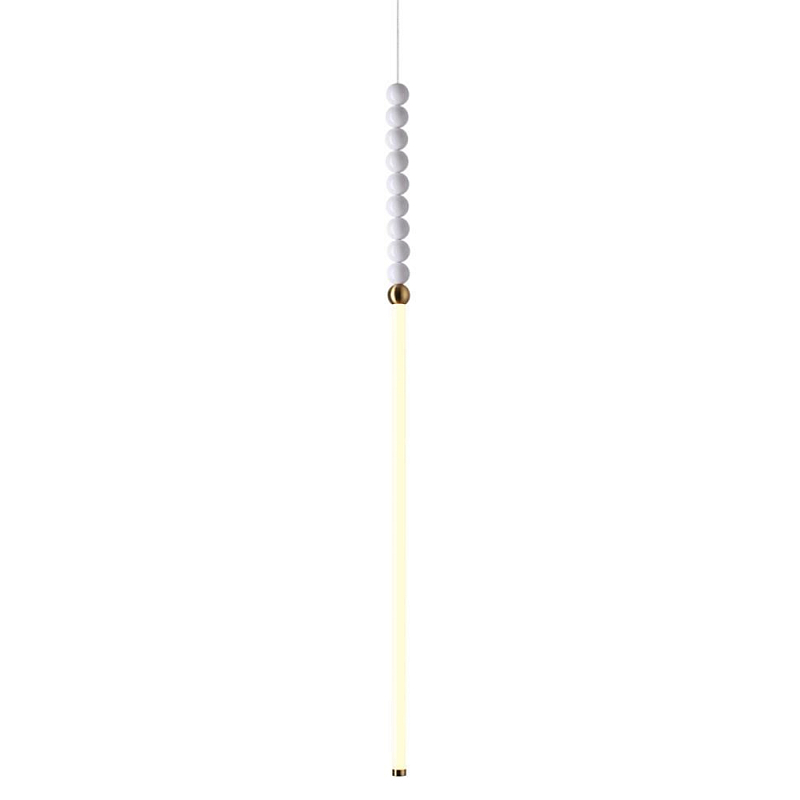 Подвесной светильник тонкий с белыми шариками PEARLS Suspension Бронза Белый в Брянске | Loft Concept 