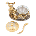 Икорница с декором "Емеля" с гравировкой на подставке из натурального камня Агат Decorative Cavair Dishes варинант исполнения - 2 | Loft Concept в Брянске