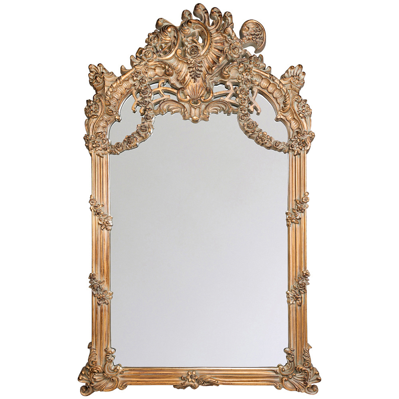 Зеркало настенное в ажурной раме с эффектом старины Classic Ornament Mirror Светло-коричневый Зеркало настенное в ажурной раме с эффектом старины Classic Ornament Mirror Светло-коричневый в Брянске | Loft Concept