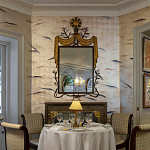 Обои ручная роспись Fishes Blue Pearl on Tarnished Silver gilded silk with pearlescent antiquing варинант исполнения - 6 | Loft Concept в Брянске