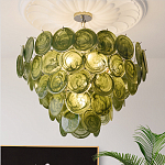 Люстра из зеленых стеклянных дисков с перламутровым эффектом Green Glowing Glaze варинант исполнения - 3 | Loft Concept в Брянске