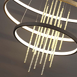 Люстра подвесная с 3-мя круглыми подвесами в черном и золотистом цвете и вертикальными подвесками Ring Horizontal варинант исполнения - 3 | Loft Concept в Брянске