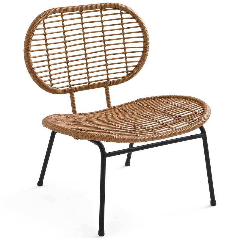 Садовое кресло из искусственного ротанга Mills Rattan Wicker Chair Коричневый Черный Садовое кресло из искусственного ротанга Mills Rattan Wicker Chair Коричневый Черный в Брянске | Loft Concept