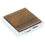 Таблетница карманная квадратная с 4-мя отделениями с зеркалом и накладкой из натурального камня Тигровый глаз Silver Stone Pillboxes варинант исполнения - 1 | Loft Concept в Брянске