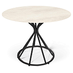 Стол обеденный с круглой керамической столешницей песчаного цвета Sand Ceramics варинант исполнения - 1 | Loft Concept в Брянске