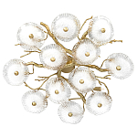 Потолочная люстра круглая ветвистыми бронзовыми элементами и стеклянными рифлеными дисками Textured Glass Chandelier варинант исполнения - 1 | Loft Concept в Брянске