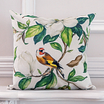 Декоративная подушка бежевая с изображением птица в саду Blooming Birds варинант исполнения - 2 | Loft Concept в Брянске