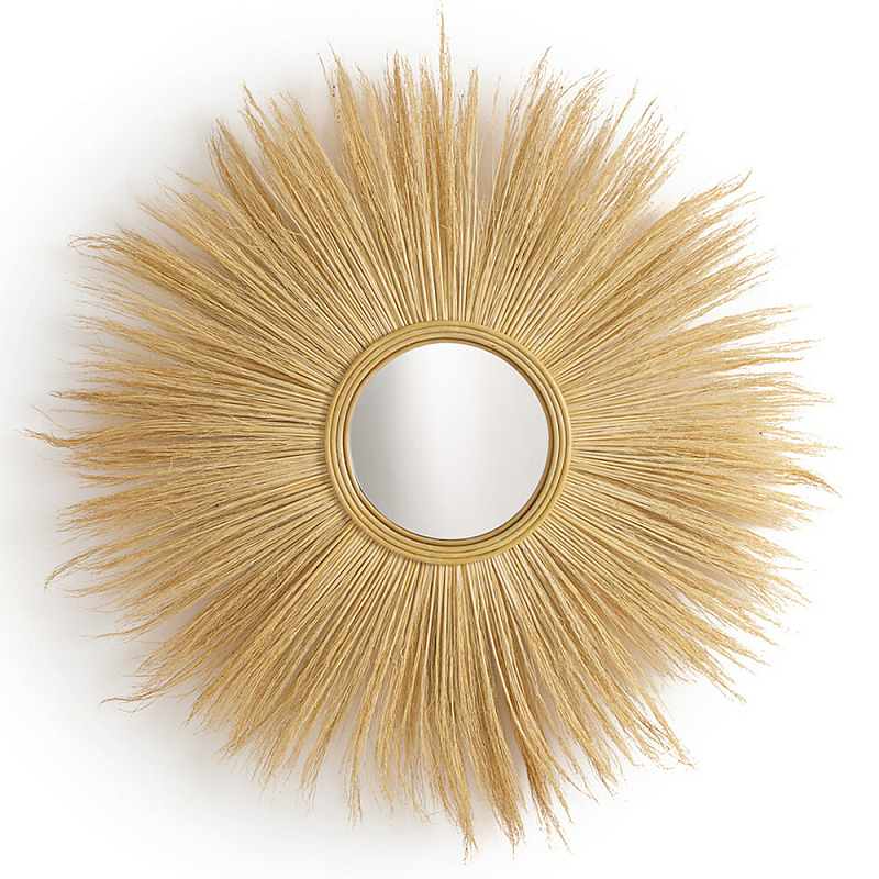 Зеркало с бахромой из растительных волокон WICKER MIRROR 120 Бежевый в Брянске | Loft Concept 