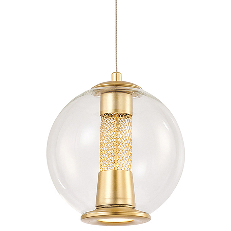 Подвесной светильник с плафоном в форме шара Inner Gleam Orb gold Прозрачное Стекло Золотой Подвесной светильник с плафоном в форме шара Inner Gleam Orb gold Прозрачное Стекло Золотой в Брянске | Loft Concept