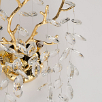 Бра золотого цвета с декоративными ветвями и прозрачными подвесками в форме листьев Droplet Chandelier варинант исполнения - 6 | Loft Concept в Брянске