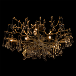 Потолочная люстра в виде ветвей деревьев золотого цвета с прозрачными подвесками-каплями Droplet Chandelier варинант исполнения - 4 | Loft Concept в Брянске