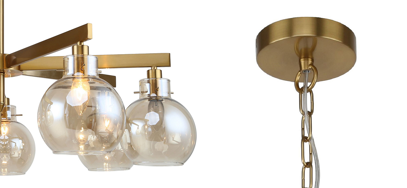 Люстра с плафонами коньячного цвета Carmella Globe Brass Люстра с плафонами коньячного цвета Carmella Globe Brass - Loft-Concept в Брянске