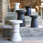 Приставной стол из искусственного камня Chess White варинант исполнения - 3 | Loft Concept в Брянске