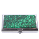 Визитница карманная металлическая с накладкой из натурального камня Малахит Stone Business Card Holders  варинант исполнения - 1 | Loft Concept в Брянске