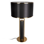 Настольная лампа с чёрным тканевым абажуром и металлическим корпусом золотого цвета Golden Arc варинант исполнения - 2 | Loft Concept в Брянске