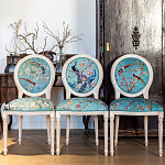 Стул из массива бука бирюзовый с изображением птиц и цветов Turquoise Beige Chinoiserie Peach Garden Chair варинант исполнения - 7 | Loft Concept в Брянске