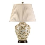 Настольная лампа с фарфоровым основанием бежевого цвета с рисунком и плиссированным абажуром на темной подставке Elstead Lighting варинант исполнения - 6 | Loft Concept в Брянске