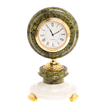 Часы настольные бронзовые из натуральных камней Мрамор и Змеевик Stone Clock варинант исполнения - 10 | Loft Concept в Брянске