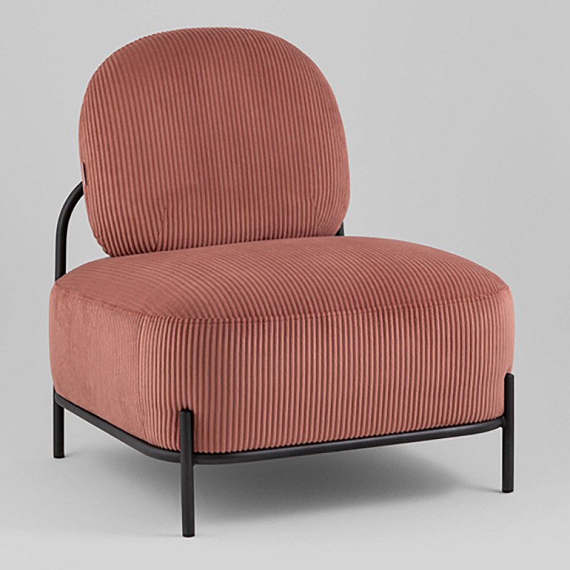 Кресло Стоун велюр рельефный коралловый Коралловый Черный в Брянске | Loft Concept 
