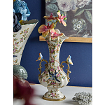 Ваза белого цвета из фарфора с цветочным рисунком и бронзовыми ручками с фигурками птиц Eden Garden porcelain and bronze варинант исполнения - 2 | Loft Concept в Брянске