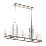 Люстра прямоугольная цвета латунь с прозрачными рифлеными цилиндрическими плафонами Kichler варинант исполнения - 11 | Loft Concept в Брянске