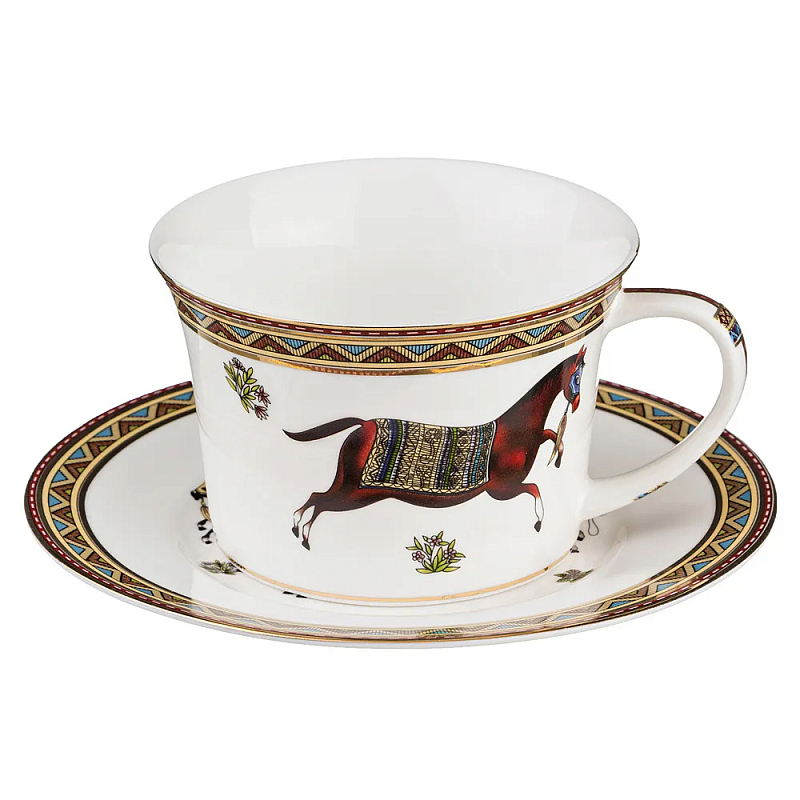 Чайная пара из фарфора с изображением лошади 250 мл Porcelain Horse Set Белый Мульти Чайная пара из фарфора с изображением лошади 250 мл Porcelain Horse Set Белый Мульти в Брянске | Loft Concept