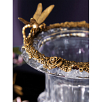 Ваза из прозрачного стекла на бронзовой подставке с ободком и ручками в виде стрекоз Eden Garden варинант исполнения - 5 | Loft Concept в Брянске