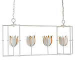 Люстра белая прямоугольная с абажурами в виде цветков тюльпана White Tulips варинант исполнения - 2 | Loft Concept в Брянске