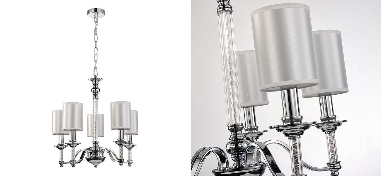 Люстра с белыми атласными плафонами Suspira 5 ламп - Loft-Concept в Брянске