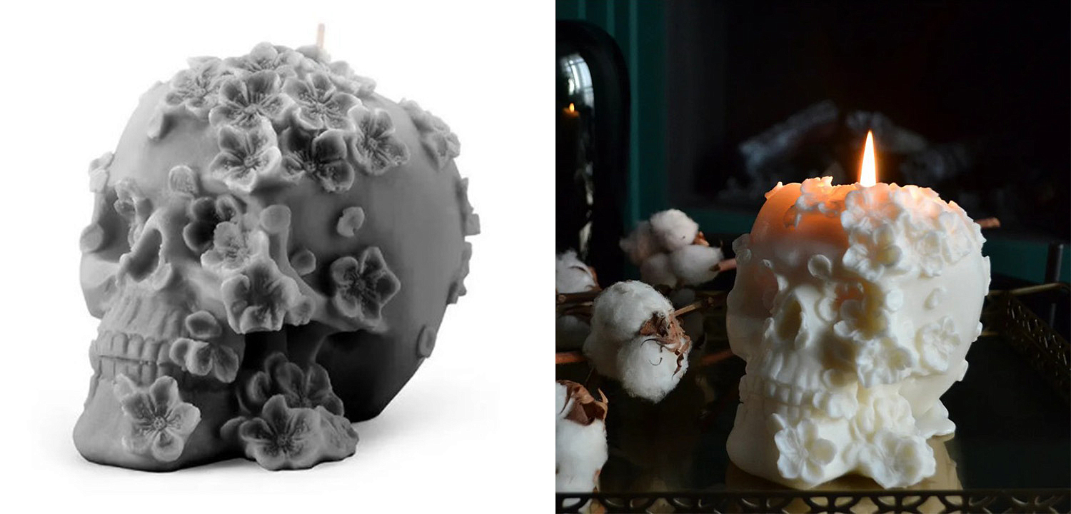 Свеча Gray Flowers Skull Свеча Gray Flowers Skull - Loft-Concept в Брянске