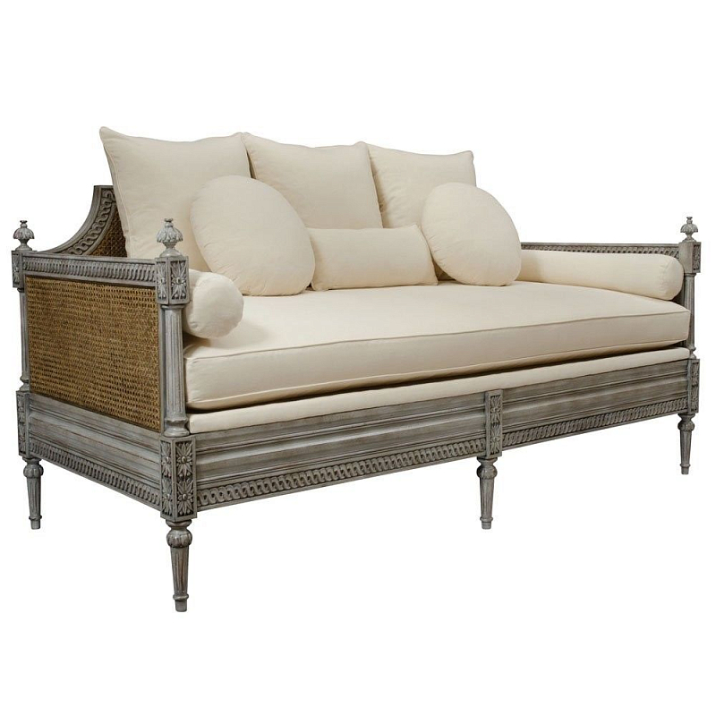 Диван French Cane Sofa Daybed ivory ( слоновая кость ) Дерево Темно-Серый Диван French Cane Sofa Daybed ivory ( слоновая кость ) Дерево Темно-Серый в Брянске | Loft Concept